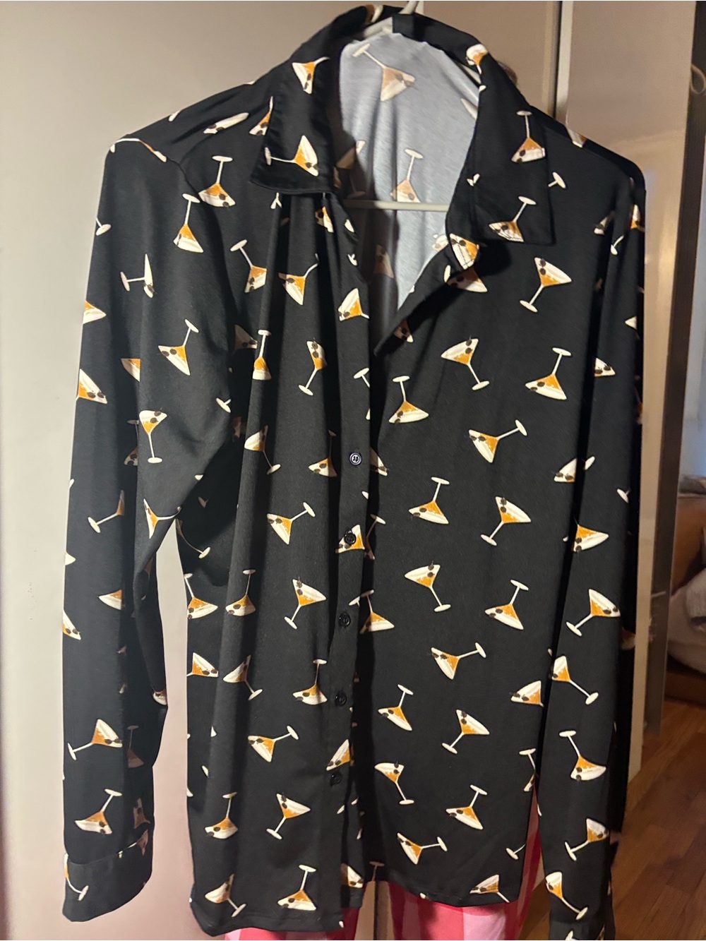 Black Espresso  Martini Print Long Sleeve Blouse